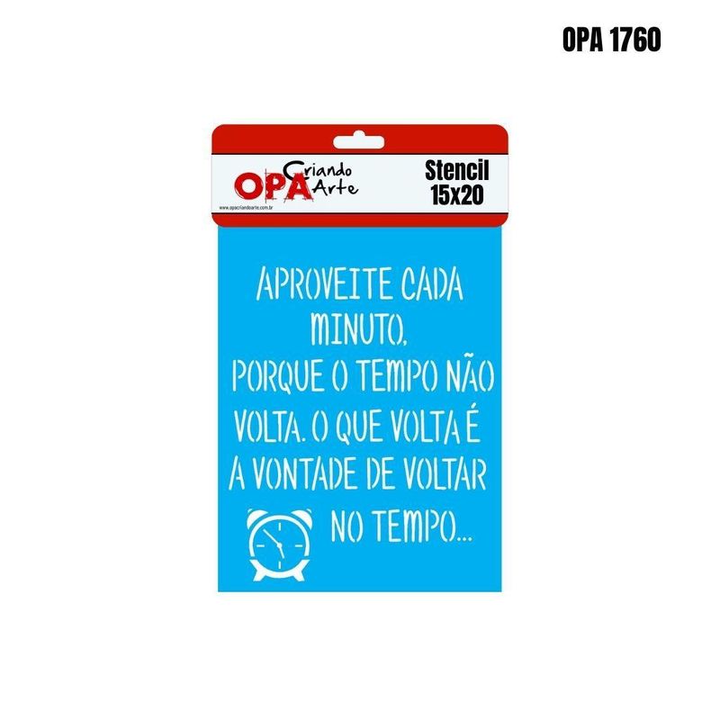 Stencil Simples de Acetato para Pintura 15x20cm OPA 1760 Frase Tempo (01 unidade)
