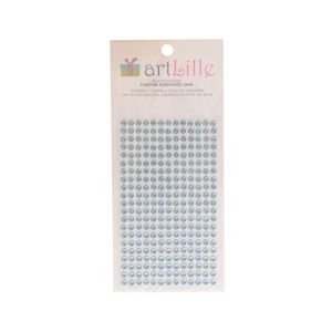 Cartela Meia Pérola Adesiva Azul 5mm Art Lille (273 Adesivos)