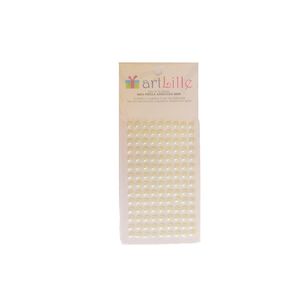 Cartela Meia Pérola Adesiva Creme 8mm Art Lille (84 Adesivos)