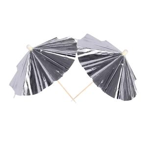 Enfeite Decorativo Topper Guarda Chuva Prata Metalizado Art Lille (10 Unidades)