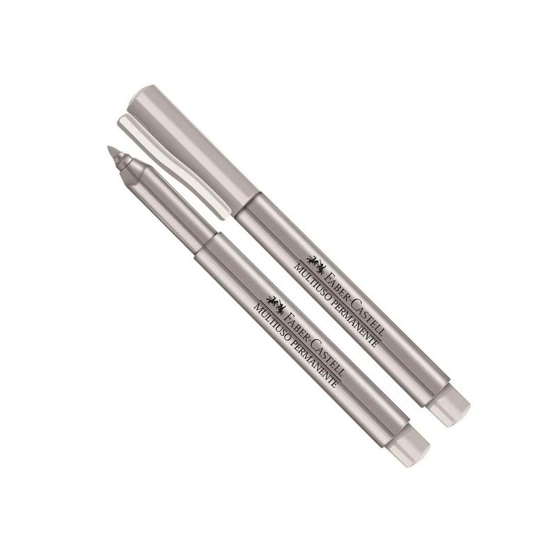 Marcador Permanente Multiuso 1.0mm Prata Faber-Castell (01 Unidade)