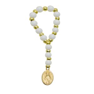 Dezena com Contas Brancas e Douradas Ref. 321 (10UND)