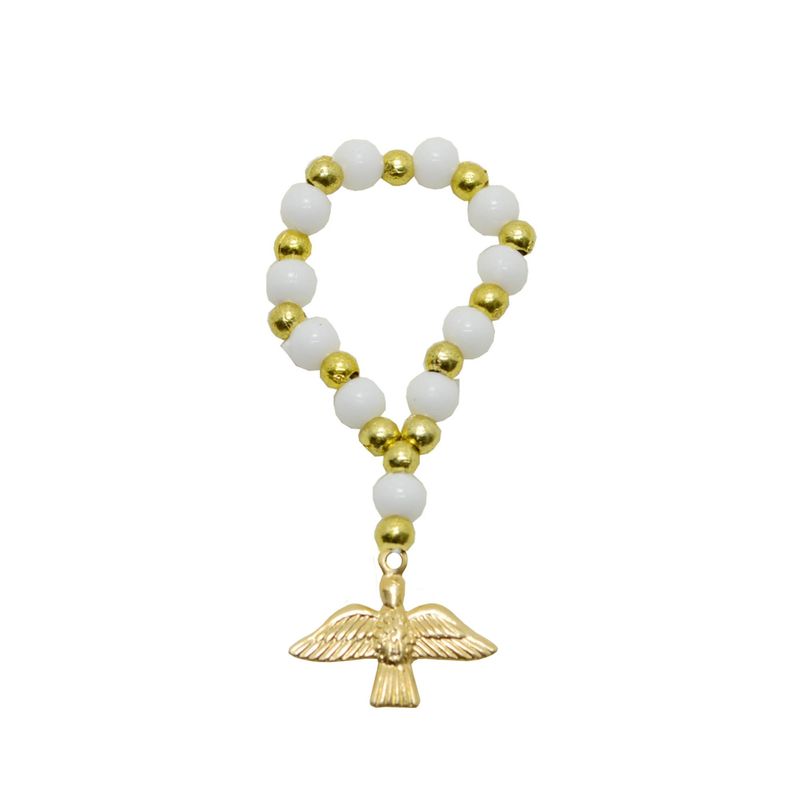 Dezena com Contas Brancas e Douradas Ref. 322 (10UND)
