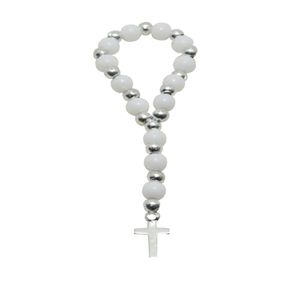 Dezena com Contas Brancas e Prateadas Ref. 326 (10UND)