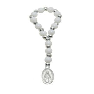 Dezena com Contas Brancas e Prateadas Ref. 327 (10UND)