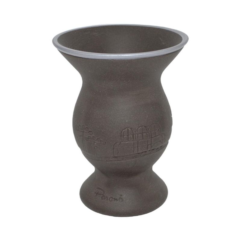 Cuia-de-Ceramica-Com-Baixo-Relevo-Cor-Grafite-com-Borda-Prata--Parana--350ml-Ref.--185744G-MondoCera