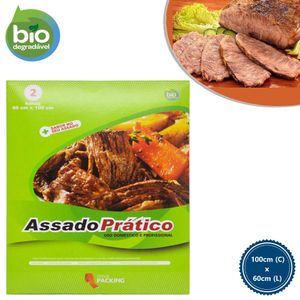 Papel de Celofane Biodegradável Assado Prático 60cm x 100cm Nova Packing (2 Folhas)