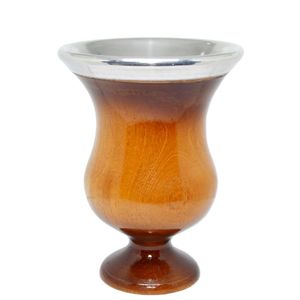 Cuia de Madeira com Borda de Alumínio Tipo Taça Casco Grosso Pepe Garibaldi (01 unidade)