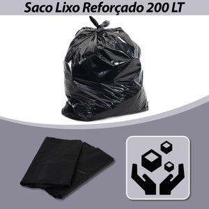 Saco de Lixo Linha Forte com fundo reto 200 Litros Sanfonado Preto 83x95cm (100UND)