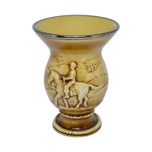 Cuia de Cerâmica com Alto-Relevo Tropeiro Cor Marrom Escuro Com Platina 350ml Ref.: 182222G MondoCer