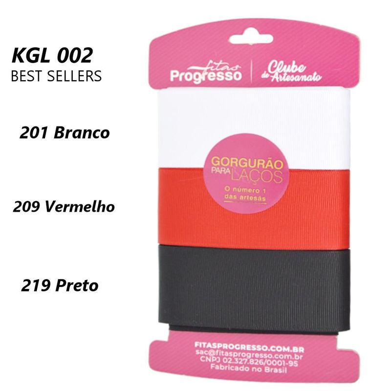 Cartela Fita de Gorgurão para Laços KGL 001 Cor 002 Progresso (09 metros)