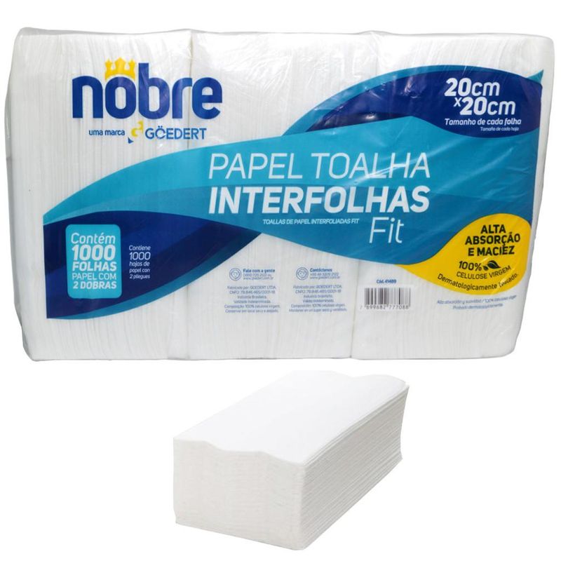 PAPEL TOALHA INTERFOLHA SLIM NOBRE 20x20 1000FLS 100%CELULOSE - Decato -  Soluções para Higiene e Limpeza