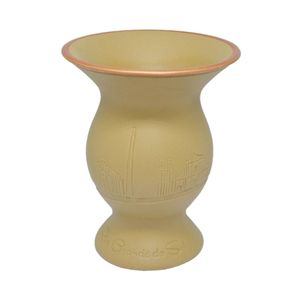 Cuia de Cerâmica com Baixo-Relevo Cor Ocre com Borda Dourada "Rio Grande do Sul" 350ml  Ref.: 185666