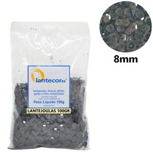 Lantejoula Opaca 8mm Ref. 12 Preto Lantecor (100 gramas)