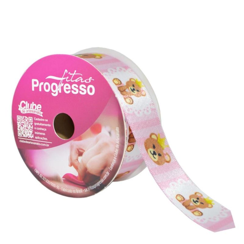 Fita-de-Cetim-ECF-005TR-22mm-Cor-057-Ursinhas-Rosa-Progresso--10-metros-