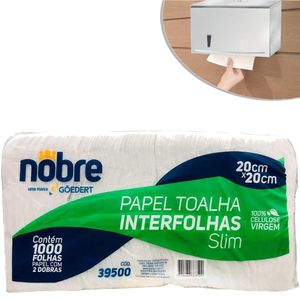 Papel Toalha Interfolhas Branco Slim 20x20cm Nobre (1000 folhas)