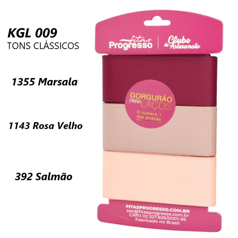 Cartela Fita de Gorgurão para Laços KGL 001 Cor 009 Progresso (09 metros)