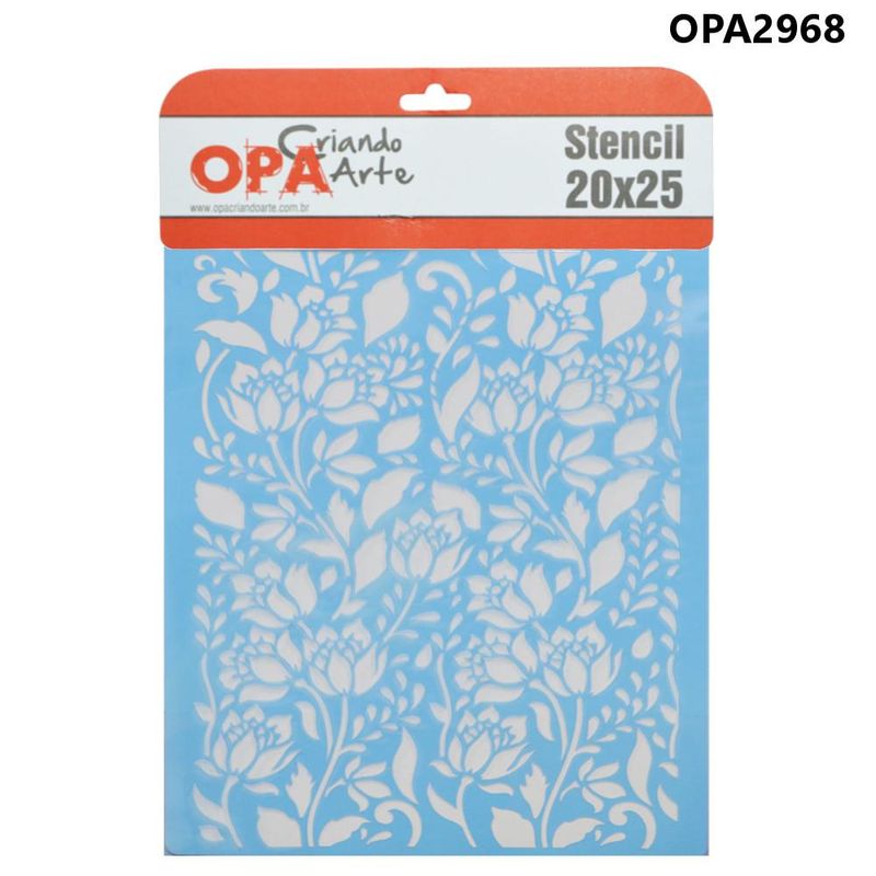 Stencil-Simples-de-Acetato-para-Pintura-20x25cm-Ref.-OPA-2968-Estamparia-Flores-Bauer-e-Ramos-OPA--01-unidade-