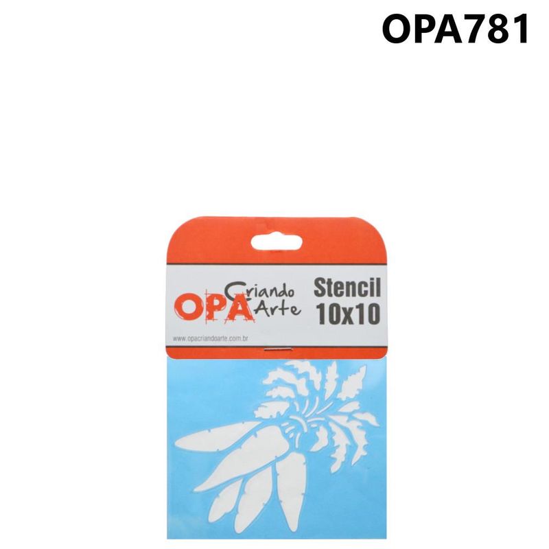 Stencil Simples de Acetato para Pintura 10x10cm Ref. OPA 781 Legumes Cenouras OPA (01 unidade)