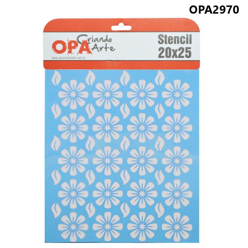 Stencil Simples de Acetato para Pintura 20x25cm Ref. OPA 2970 Estamparia Flores Margaridas OPA (01 unidade)