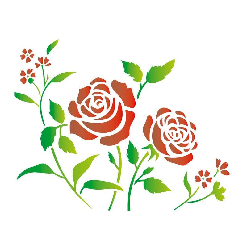 Stencil Simples de Acetato para Pintura 20x25cm Ref. OPA 1408 Flores Roseira OPA (01 unidade)