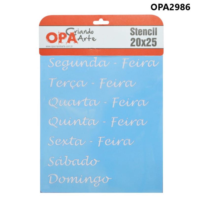 Stencil Simples de Acetato para Pintura 20x25cm Ref. OPA 2986 Semaninha OPA (01 unidade)