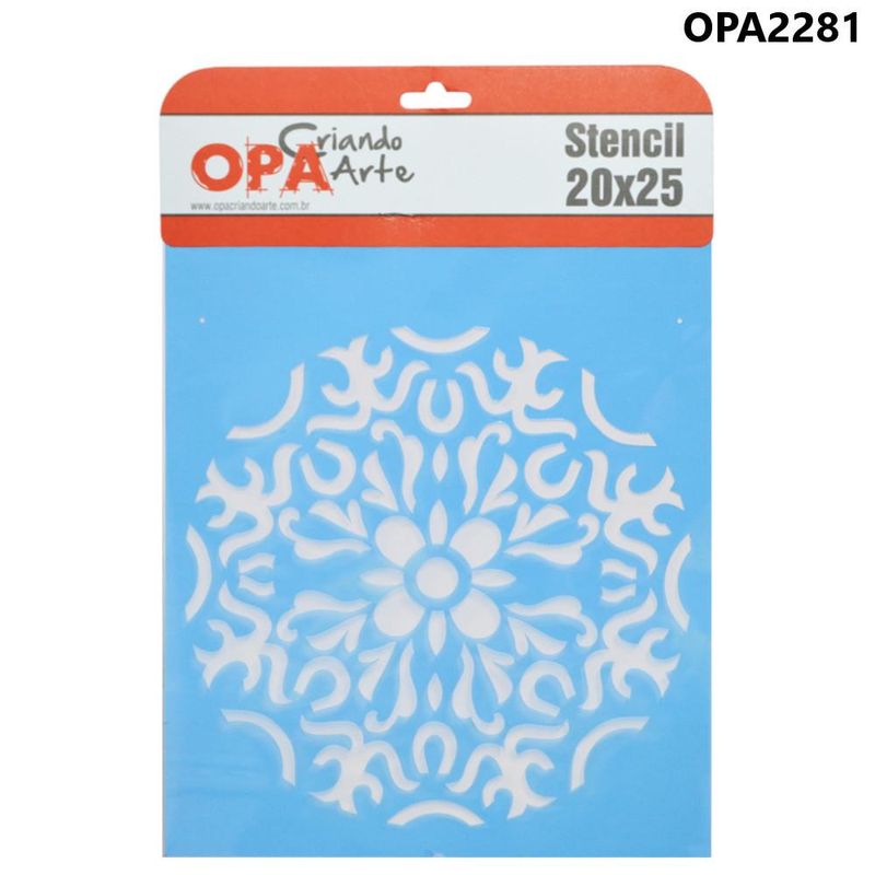 Stencil Simples de Acetato para Pintura 20x25cm Ref. OPA 2281 Mandala I Camada II OPA (01 unidade)