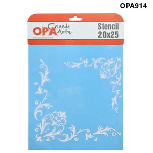 Stencil Simples de Acetato para Pintura 20x25cm Ref. OPA 914 Cantoneira Arabesco OPA (01 unidade)