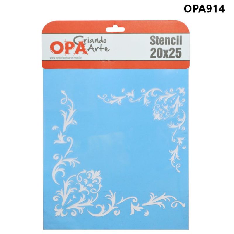 Stencil-Simples-de-Acetato-para-Pintura-20x25cm-Ref.-OPA-914-Cantoneira-Arabesco-OPA--01-unidade-