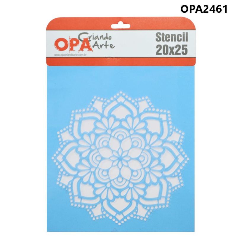 Stencil Simples de Acetato para Pintura 20x25cm Ref. OPA 2461 Mandala Flor Renda OPA (01 unidade)