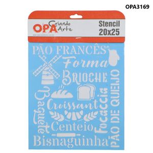 Stencil Simples de Acetato para Pintura 20x25cm Ref. OPA 3169 Culinária Estamparia Pães OPA (01 unidade)
