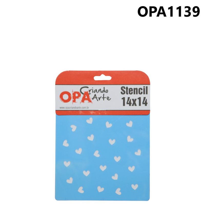 Stencil Simples de Acetato para Pintura 14x14cm Ref. OPA 1139 Micro Corações OPA (01 unidade)