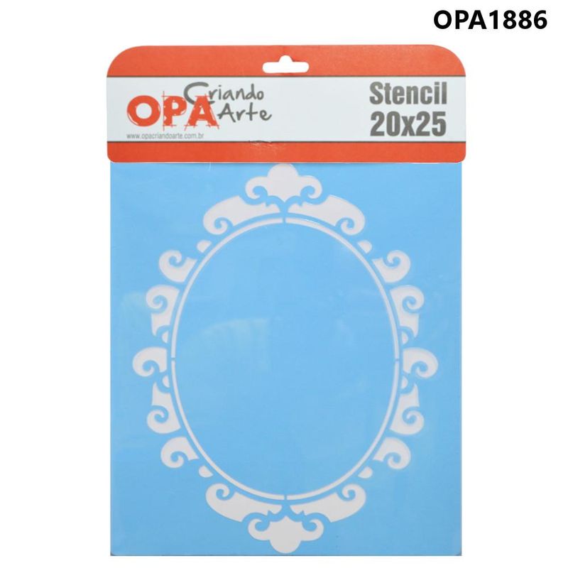 Stencil Simples de Acetato para Pintura 20x25cm Ref. OPA 1886 Moldura Oval II OPA (01 unidade)