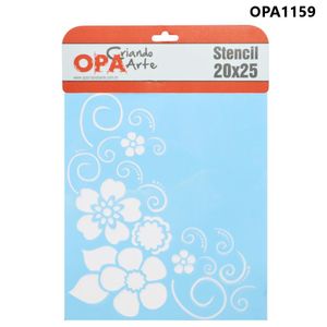Stencil Simples de Acetato para Pintura 20x25cm Ref. OPA 1159 Cantoneira Flor OPA (01 unidade)