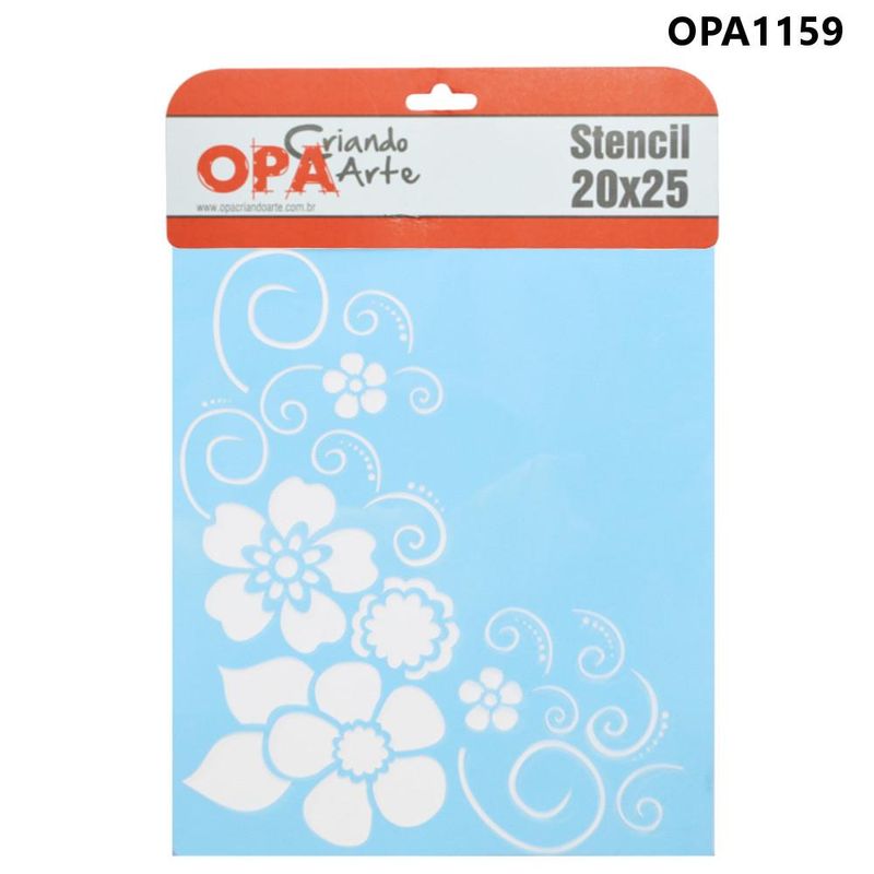 Stencil Simples de Acetato para Pintura 20x25cm Ref. OPA 1159 Cantoneira Flor OPA (01 unidade)
