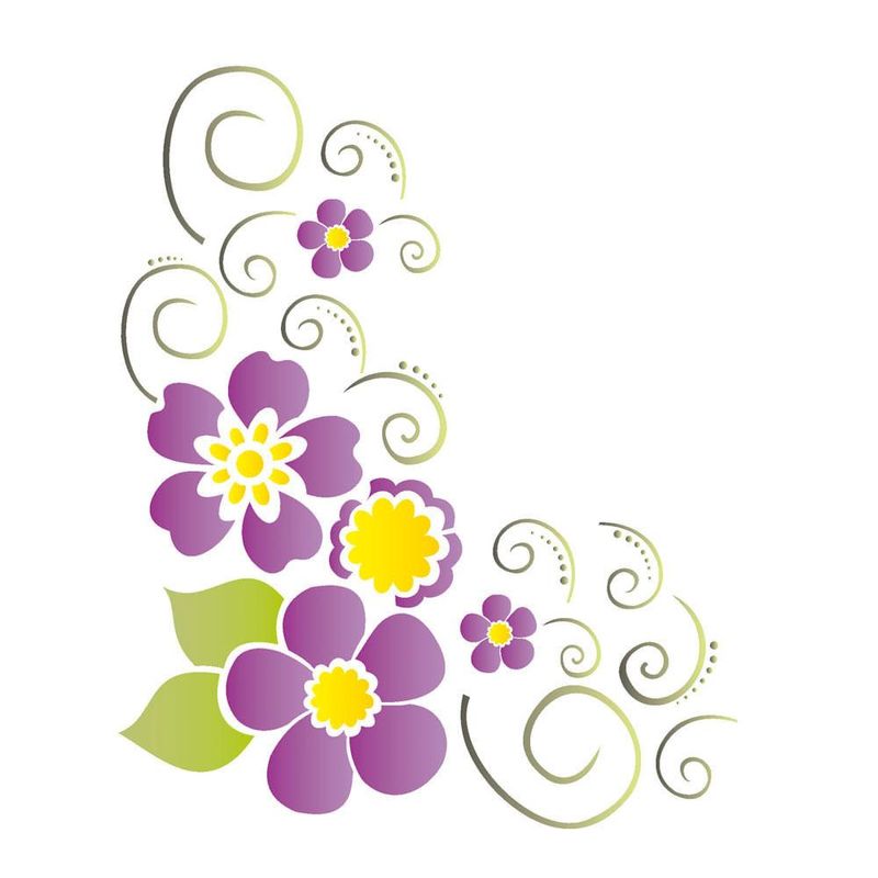 Stencil Simples de Acetato para Pintura 20x25cm Ref. OPA 1159 Cantoneira Flor OPA (01 unidade)