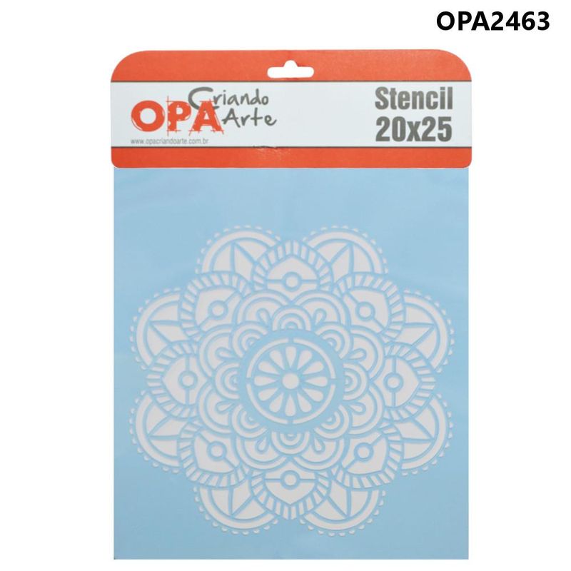 Stencil Simples de Acetato para Pintura 20x25cm Ref. OPA 2463 Mandala Flor Vitral OPA (01 unidade)