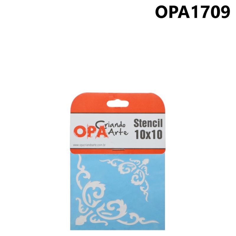 Stencil Simples de Acetato para Pintura 10x10cm Ref. OPA 1709 Cantoneira Arabesco III OPA (01 unidade)