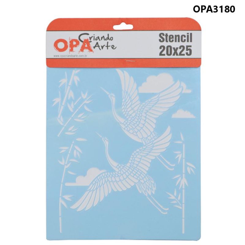 Stencil-Simples-de-Acetato-para-Pintura-20x25cm-Ref.-OPA-3180-Oriental-Tsuru-OPA--01-unidade-