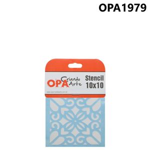 Stencil Simples de Acetato para Pintura 10x10cm Ref. OPA 1979 Ladrilho Coração II OPA (01 unidade)