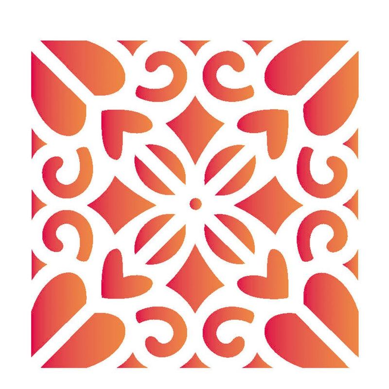 Stencil Simples de Acetato para Pintura 10x10cm Ref. OPA 1979 Ladrilho Coração II OPA (01 unidade)