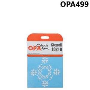 Stencil Simples de Acetato para Pintura 10x10cm Ref. OPA 499 Medalhão Flor OPA (01 unidade)