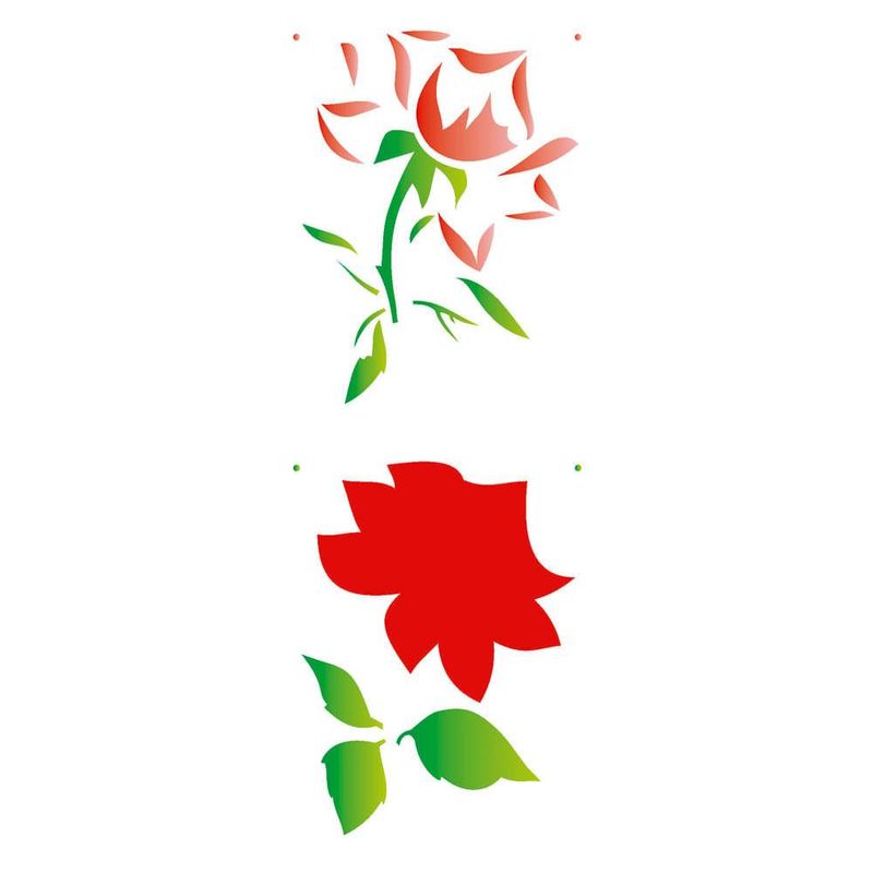 Stencil Simples de Acetato para Pintura 10x30cm Ref. OPA 1869 Flor Rosa I OPA (01 unidade)