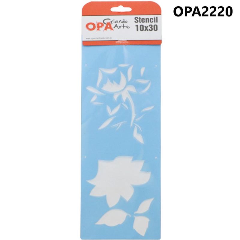 Stencil Simples de Acetato para Pintura 10x30cm Ref. OPA 1869 Flor Rosa I OPA (01 unidade)