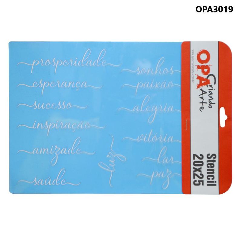 Stencil Simples de Acetato para Pintura 20x25cm Ref. OPA 3019 Palavras Lettering I OPA (01 unidade)