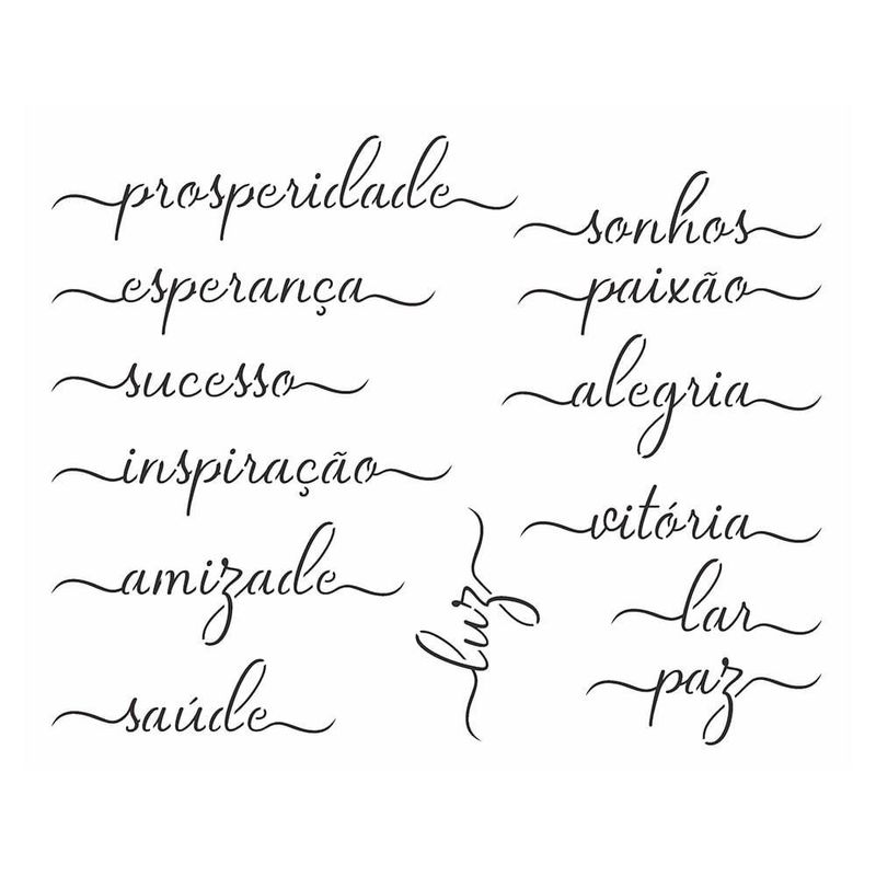 Stencil Simples de Acetato para Pintura 20x25cm Ref. OPA 3019 Palavras Lettering I OPA (01 unidade)