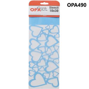 Stencil Simples de Acetato para Pintura 10x30cm Ref. OPA 490 Negativos Corações OPA (01 unidade)