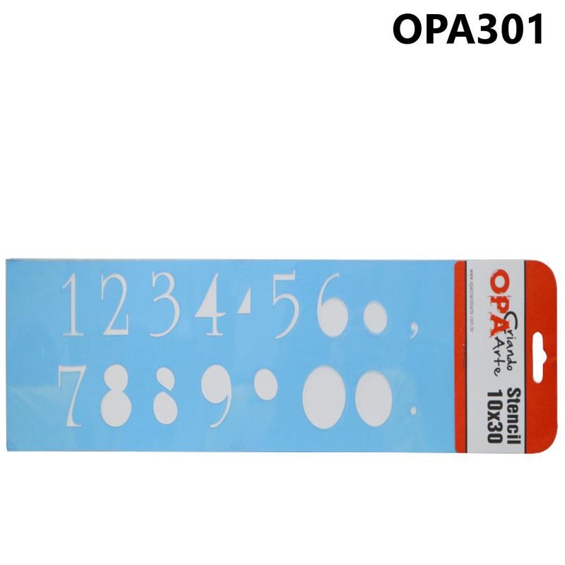 Stencil-Simples-de-Acetato-para-Pintura-10x30cm-Ref.-OPA-301-Numeros-OPA--01-unidade-
