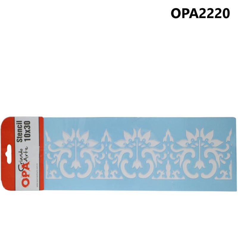 Stencil-Simples-de-Acetato-para-Pintura-10x30cm-Ref.-OPA-2220-Barra-Arabesco-Flor-OPA--01-unidade-