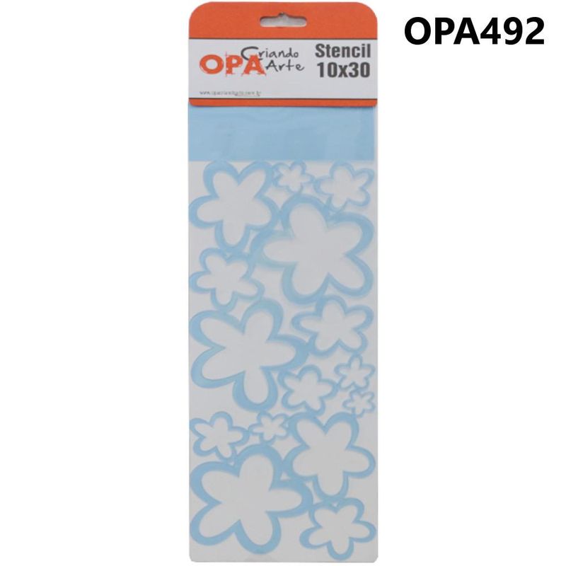 Stencil-Simples-de-Acetato-para-Pintura-10x30cm-Ref.-OPA-492-Negativo-Flores-OPA--01-unidade-
